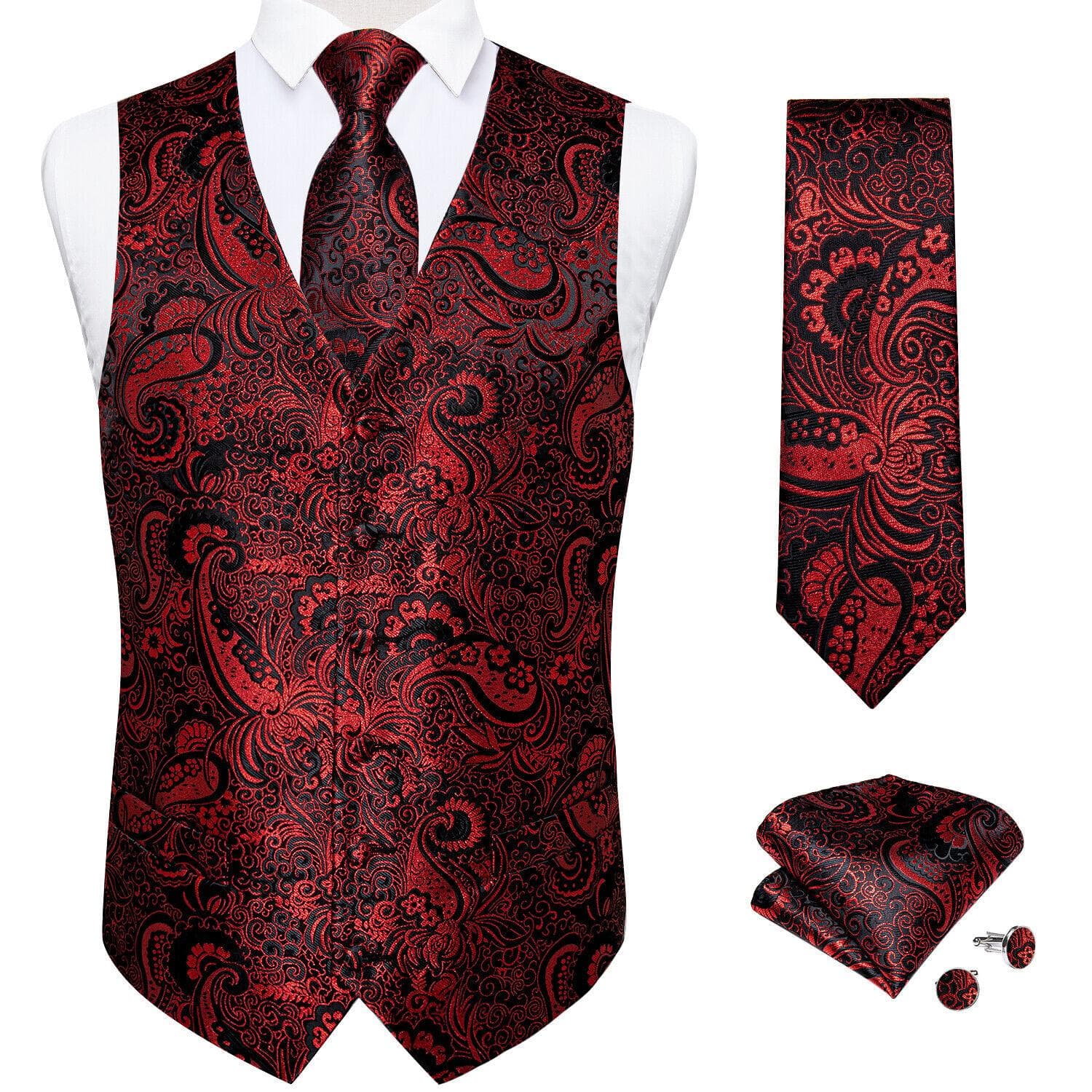 Dibangu Mens Yellow Paisley Vest Suit Waistcoat Hanky Cufflinks Tie Set Wedding XL