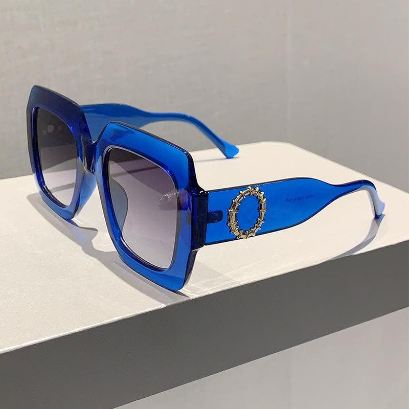 Elegant Green Oversized Sunglasses Women Trendy Big Frame Square Gradient Eyewear Luxury Designer Sun Glasses as picture
