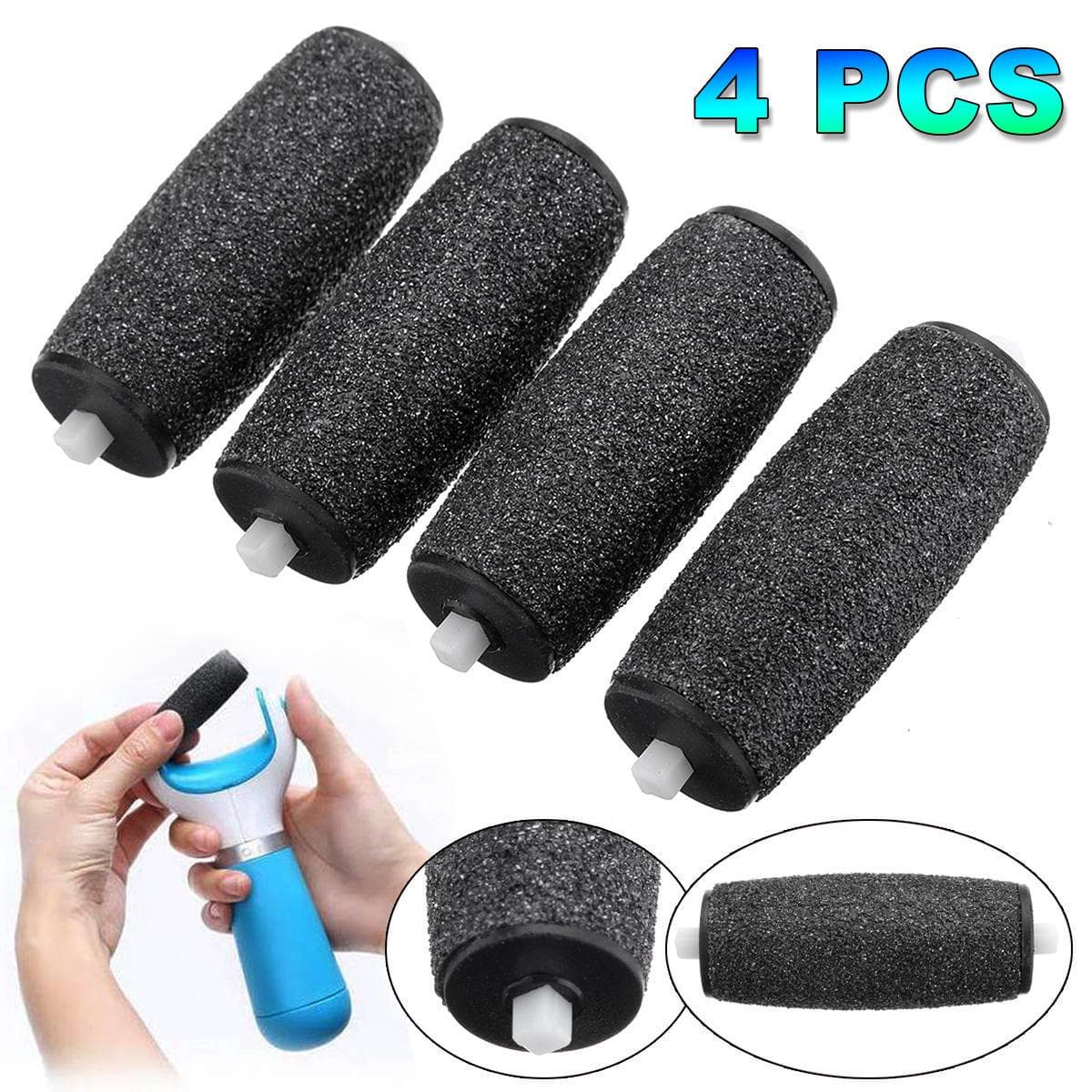 Amope Pedi Perfect Replacement Rollers (4 pack) black