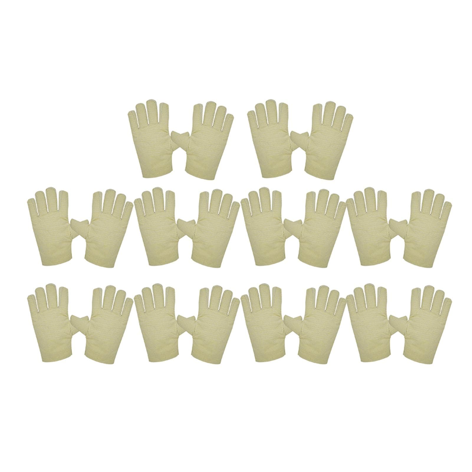 Canvas Gloves Thick Double-layer Protective Gloves Wear-resistant Anti-skid Work Gloves Mechanical 10 Pairs khaki