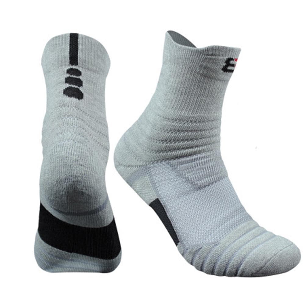Men Socks Profession Sports Towel Bottom Foot Wear Terry Cotton Male Long Tube Outdoor Socks Men XL grey