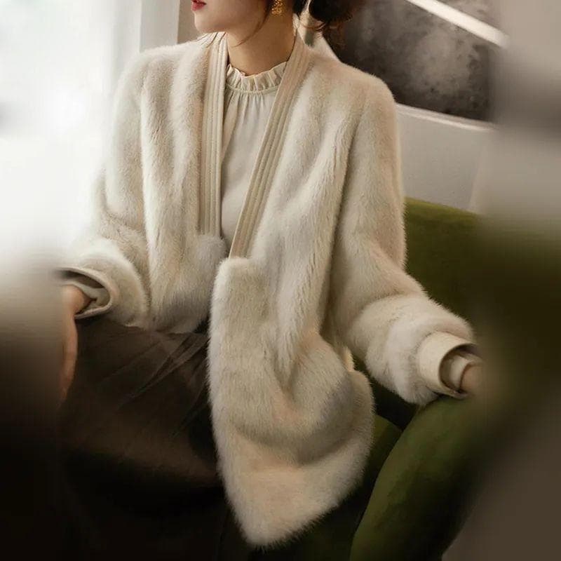 Imitation Mink Rabbit Fur Coat Women's Winter Fashion Loose Fur One-piece Thick Top 3XL