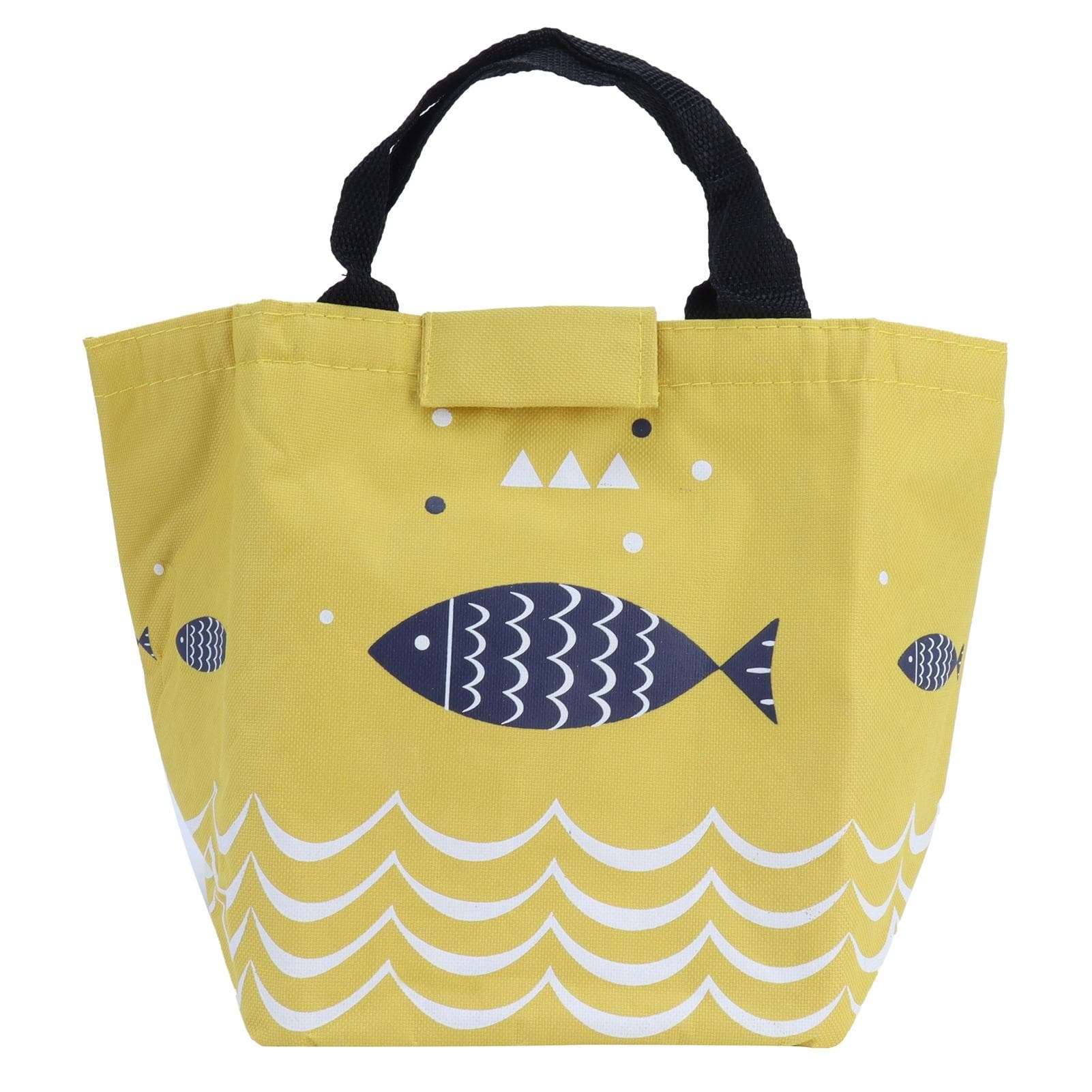 Lunch Box Storage Bag Fashion Portable Insulation Picnic Tote Bag for Camping OutdoorDark Gray yellow