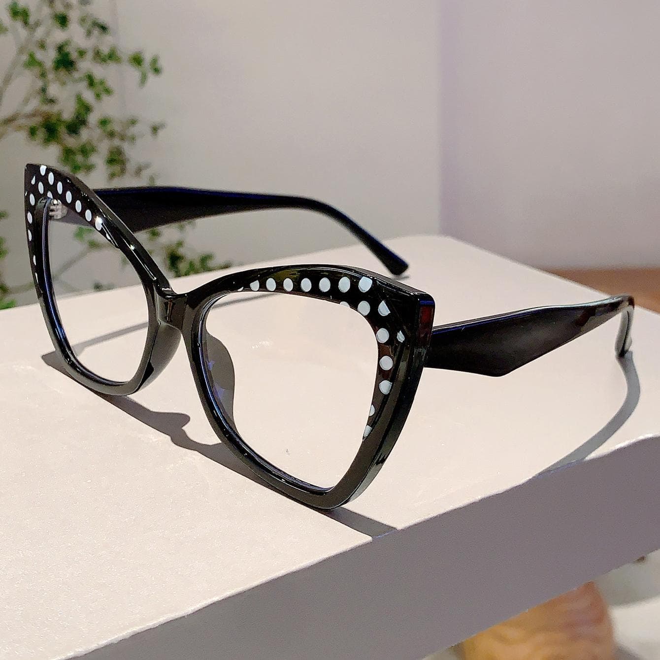 KAMMPT Trendy Cat Eye Glasses for Women Multi Color Decor Non-prescription Fashion Eyewear Popular Design Frame