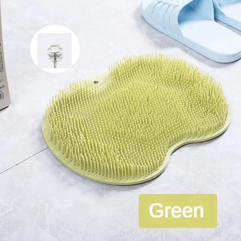 Body Bath Exfoliating Sponge Shower Back & Foot Scrubber Exfoliating Dead Skin Removal Silicone Bath Massage with Suction Cups green