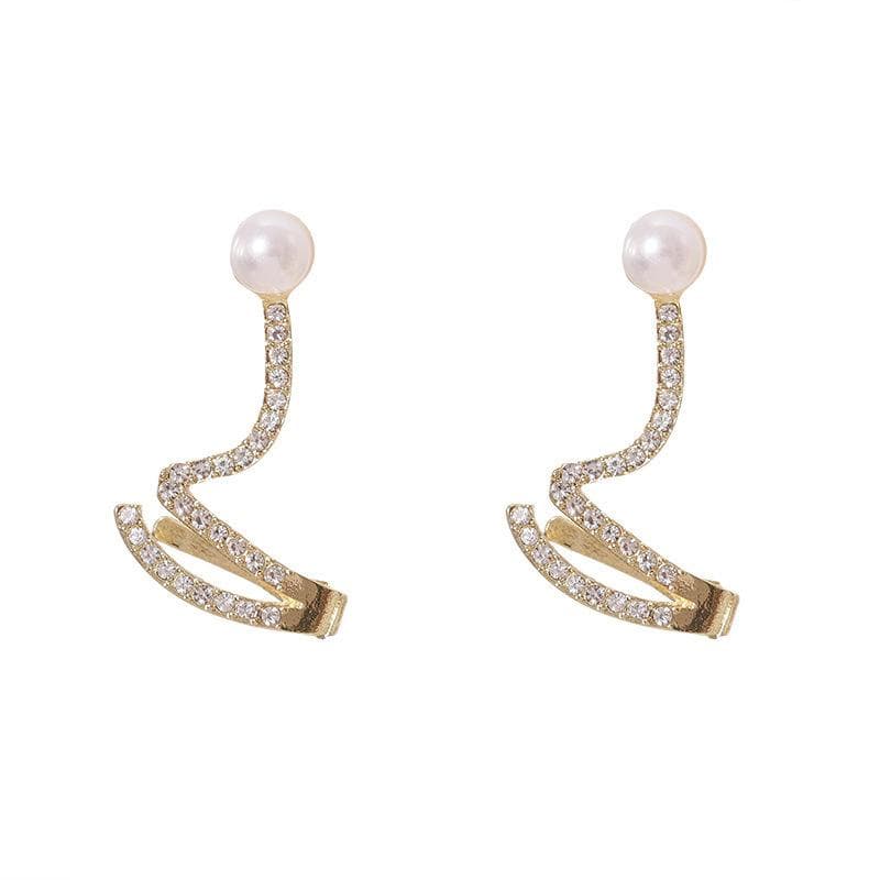 1 Pair Shiny Rhinestone Imitation Pearl Stud Earrings For Women Fashion Ear Studs Ear Bone Clip Girls Jewelry For Party 1 pair