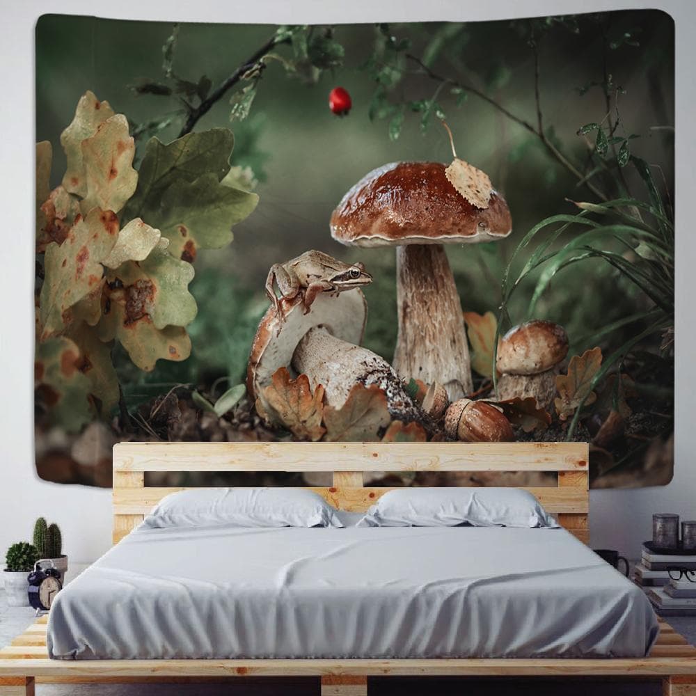 Mushroom Forest Mountain Range Tapestry Psychedelic Sea Jellyfish Art Wall Hanging Tapestries for Living Room Home Dorm Decor 95x70CM