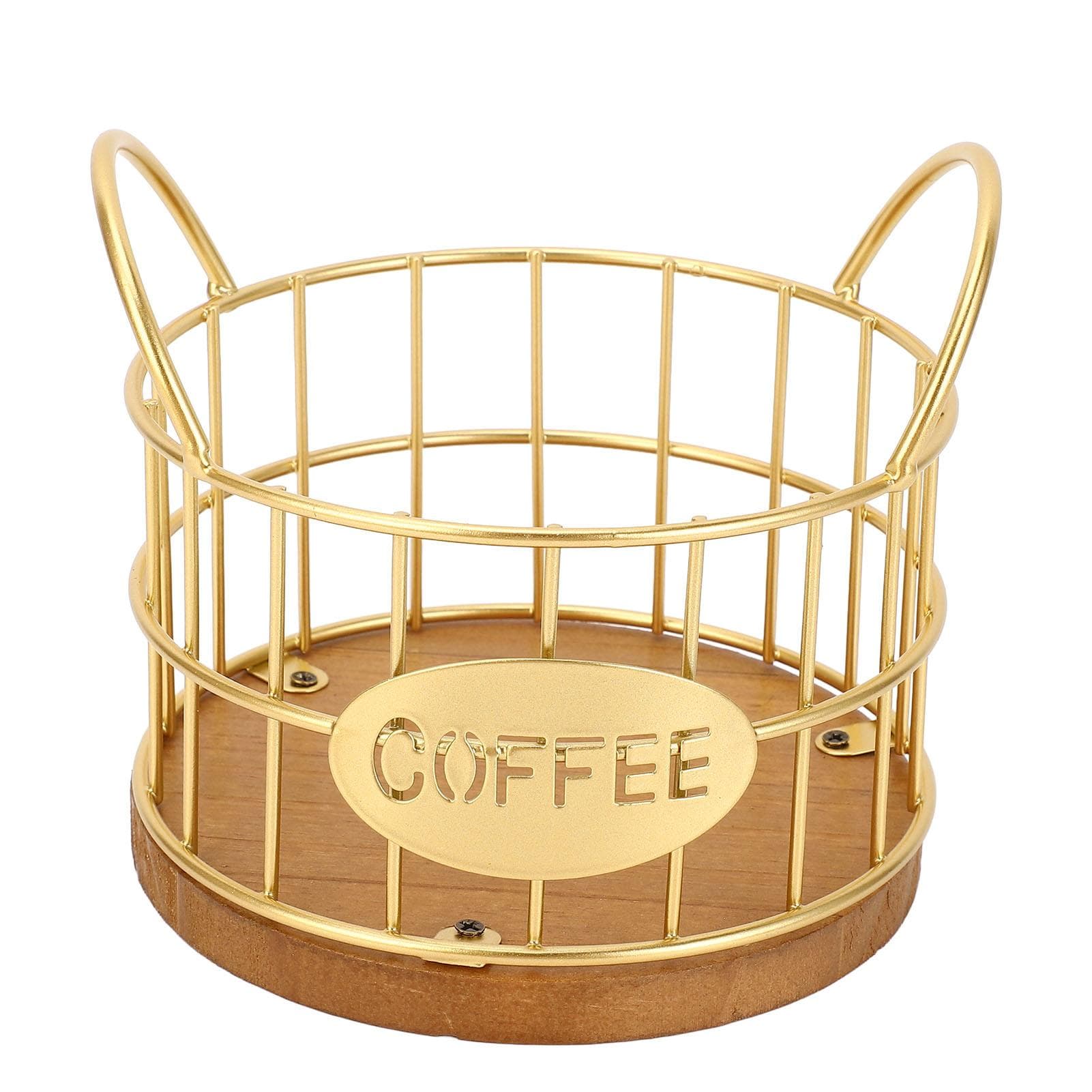 Coffee Pod Basket Wood Base Large Opening Easy Cleanup Coffee Capsule Cage for Home Restaurant