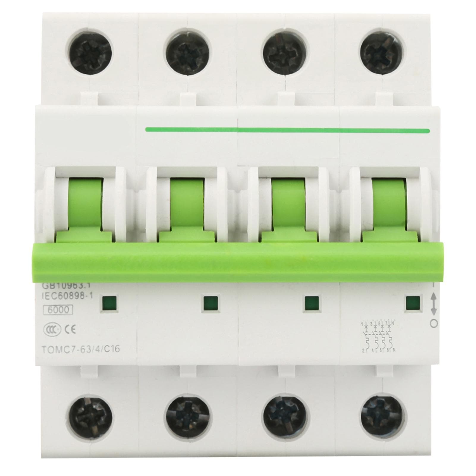 TOMC763 4P C type 6KA Miniature Circuit Breaker Leakage Protection Air Switch(16A) white