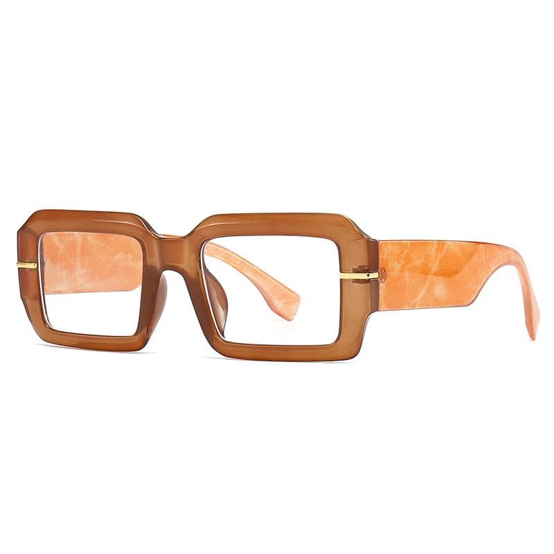 Modern Retro Square Frame Anti Blue Light Sunglasses Flat Mirror Street Photography Big Name Shades 9994