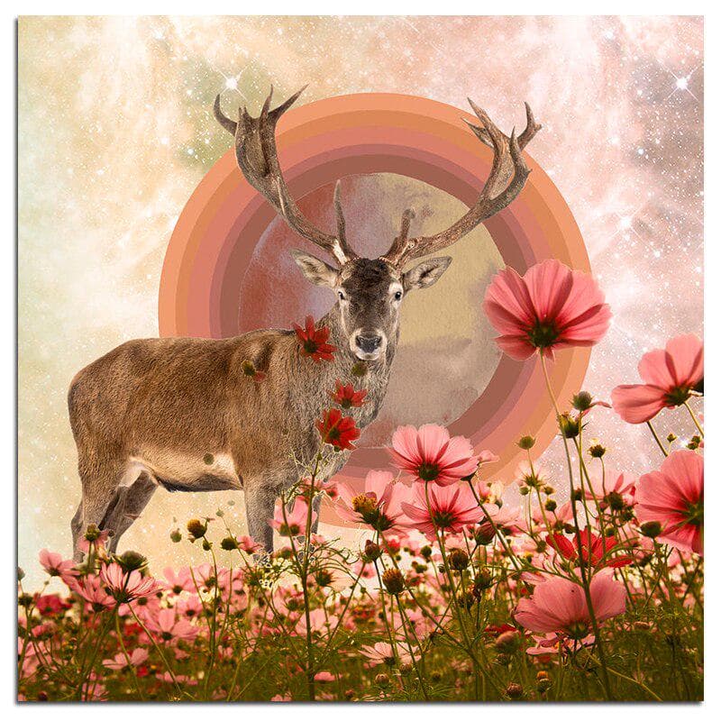 5D DIY Diamond Painting Animal Deer Full Round Diamond Embroidery Flowers Picture 20X30CM