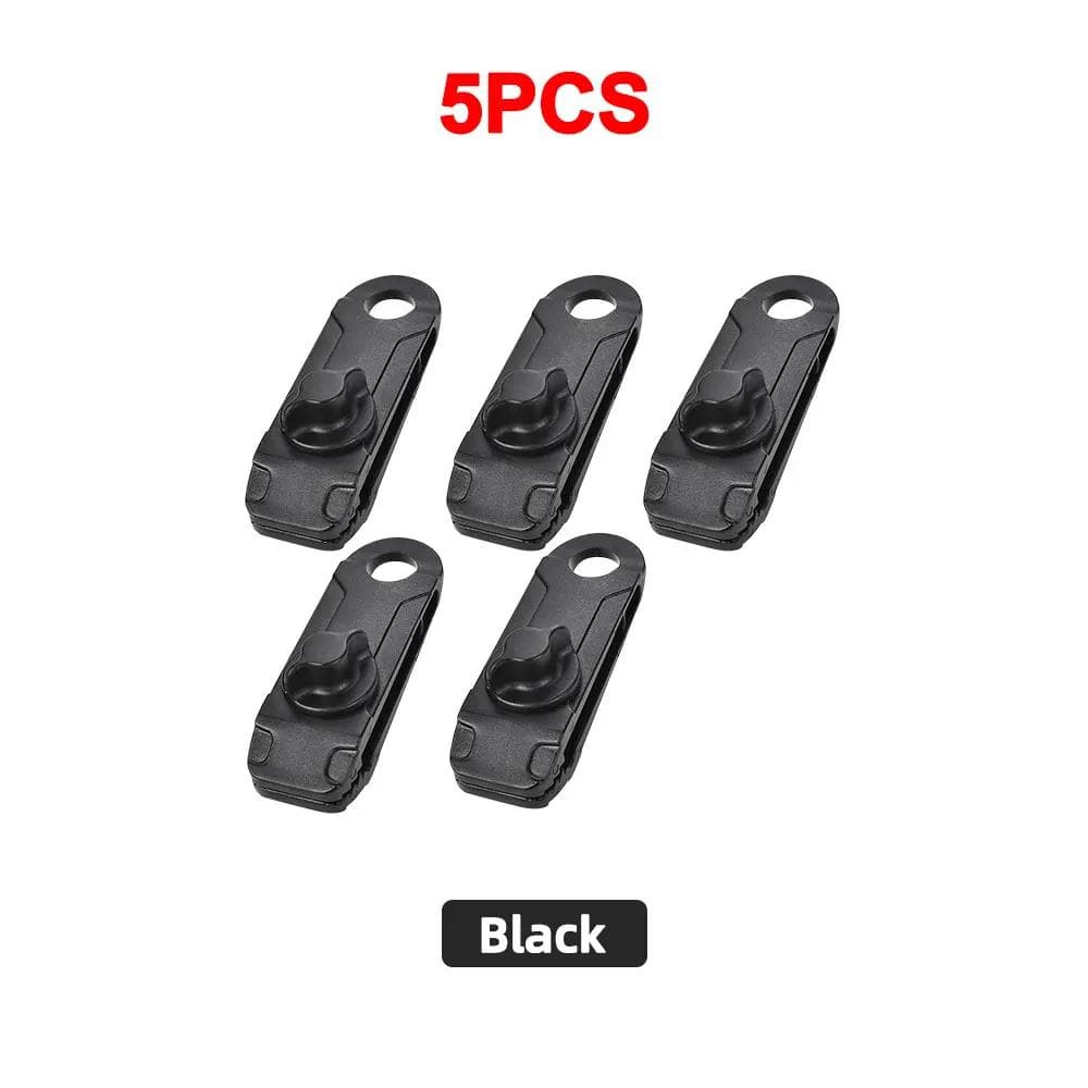 5PCS Tent Canopy Clip Outdoor Wind Rope Reusable Clamps Awning Tarpaulin Buckle Camping Mountaineering Shelters Accessories black