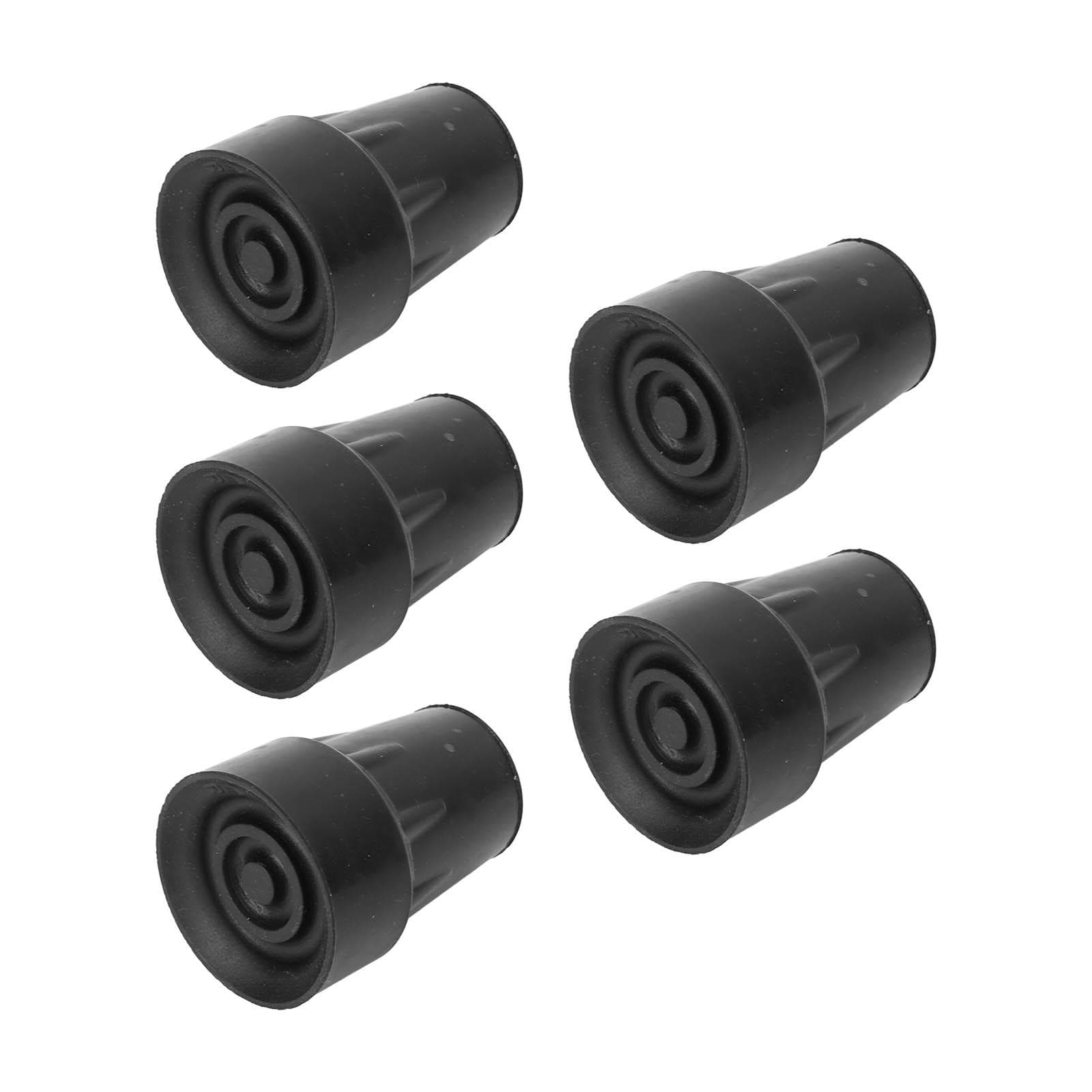 5pcs Crutch Tips Heavy Duty Rubber Thicken Walking Cane Crutch Replacement Tips 22mm8.7in Black