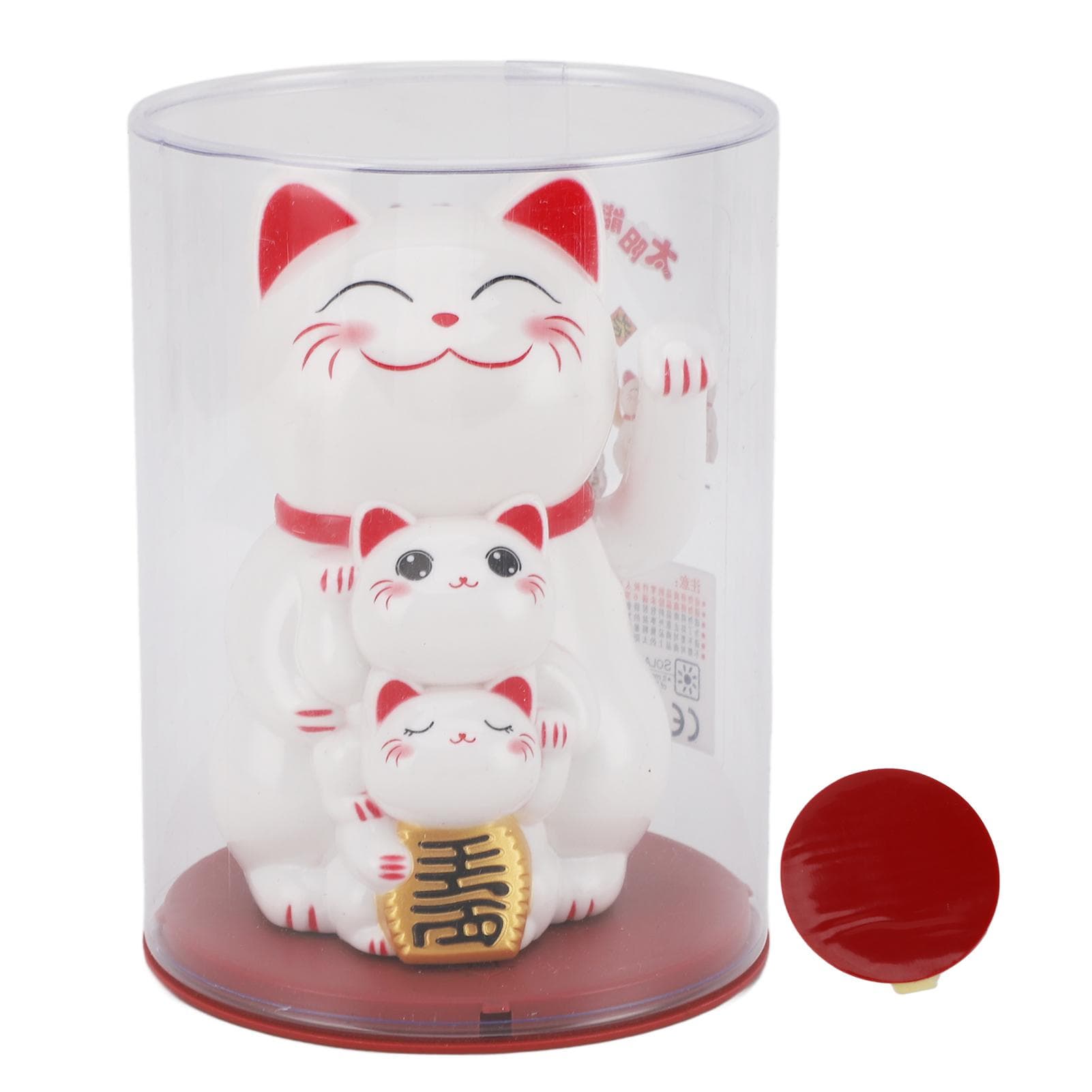 4.5in Solar Powered Smiling Cat Ornament Automatic Hand Waving Fortune Cat Ornament for Car Desktop white