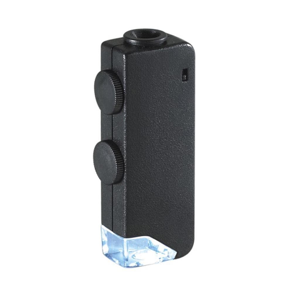 MicroBrite Plus 60x-100x LED Lighted Pocket Microscope Optical Glass Lens Mini Portable black