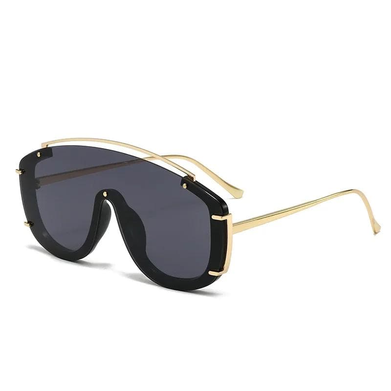 Trendy Metal Large Frame Sunglasses UV400 Protection Unisex Shades for Outdoor Travel Street Photography