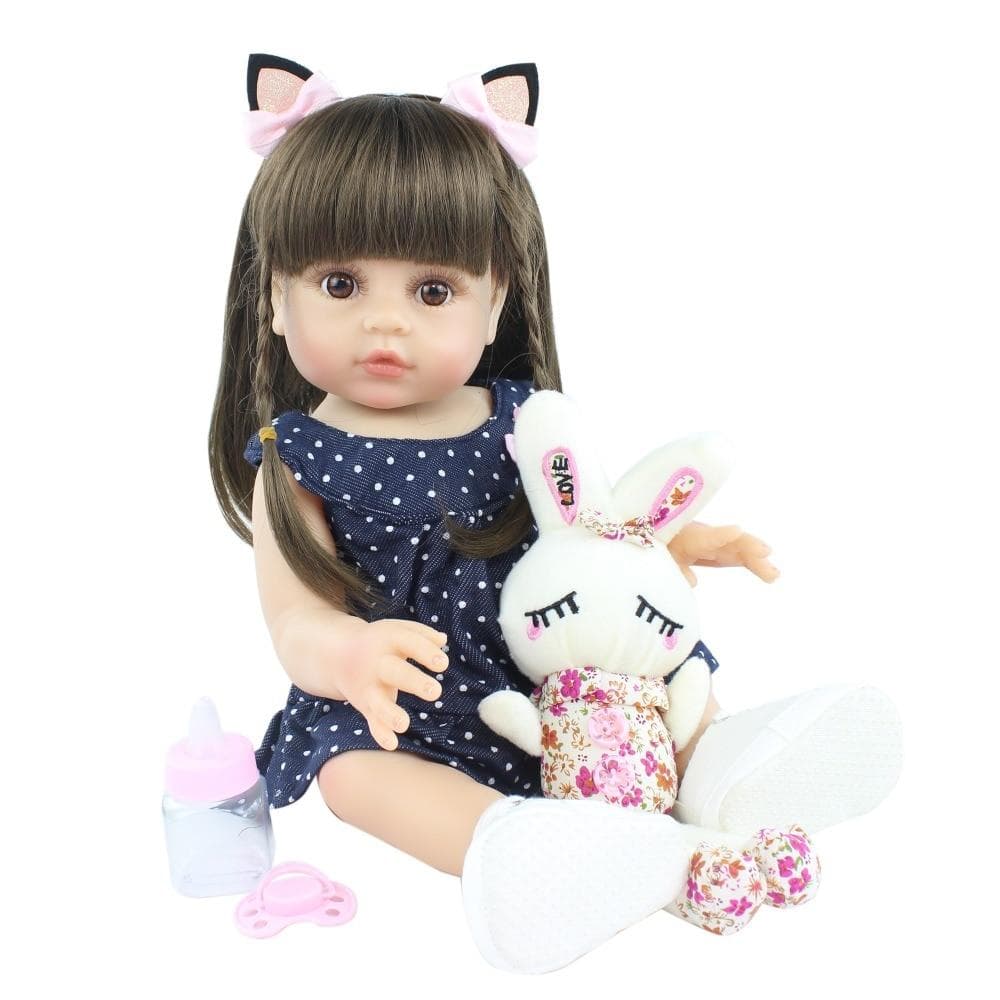 BZDOLL Lifelike 48 CM Full Silicone Soft Body Girl Boy Reborn Baby Doll Toy Like Alive 19 Inch Princess Birthday Gift Fashion Present 48cm, Full Body Silicone navy blue