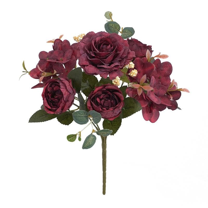 Beautiful Hydrangea Peony Artificial Flowers for Home Wedding Decorations High Quality Autumn Bouquet Mousse Peony Fake Plants red