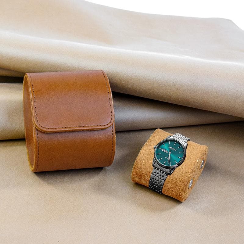 Watch Roll Travel Case Watch Storage and Organizer Secure Storage with Innovative Removable Pillows & Solid Watch Organizer Position 1 brown