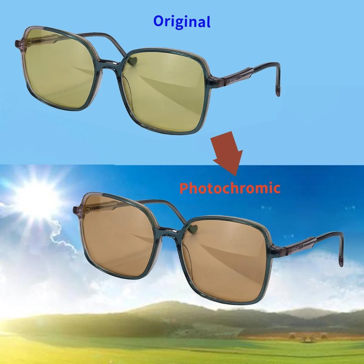 Photochromic Sunglasses for Women Acetate Frame Day Night Driving Glasses Blue Light Blocking Computer Glasses 144mm