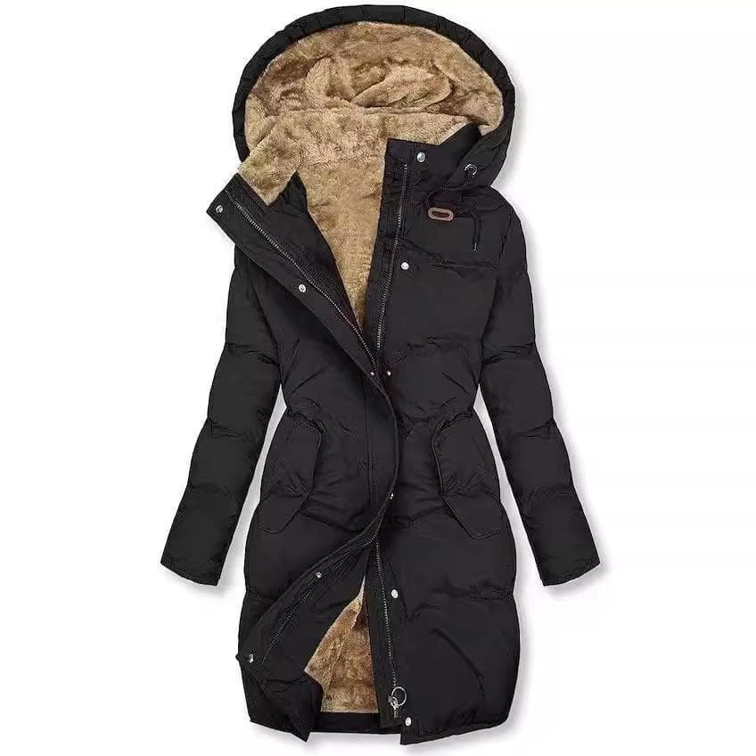Women's long sleeve winter warm hooded cotton coat L