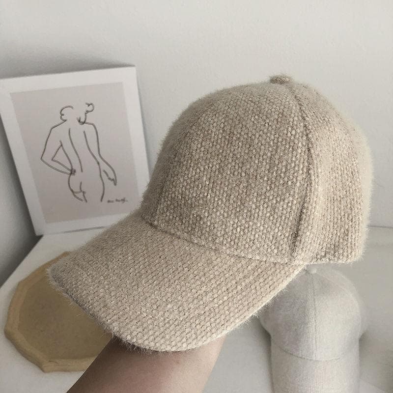Autumn Winter Solid Color Baseball Cap Fashion Women Visor Hat White Black Warm Cap Plush Baseball Caps khaki