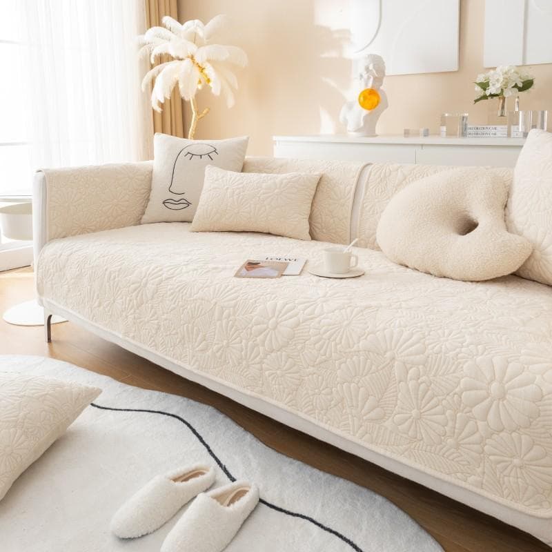 Solid Color Fabric Art Jacquard Sofa Cover Living Room Non-Slip Soft Thicken Sofa Towel Mat L Shape Couch Slipcover Home Decor 70x70cm 1pcs