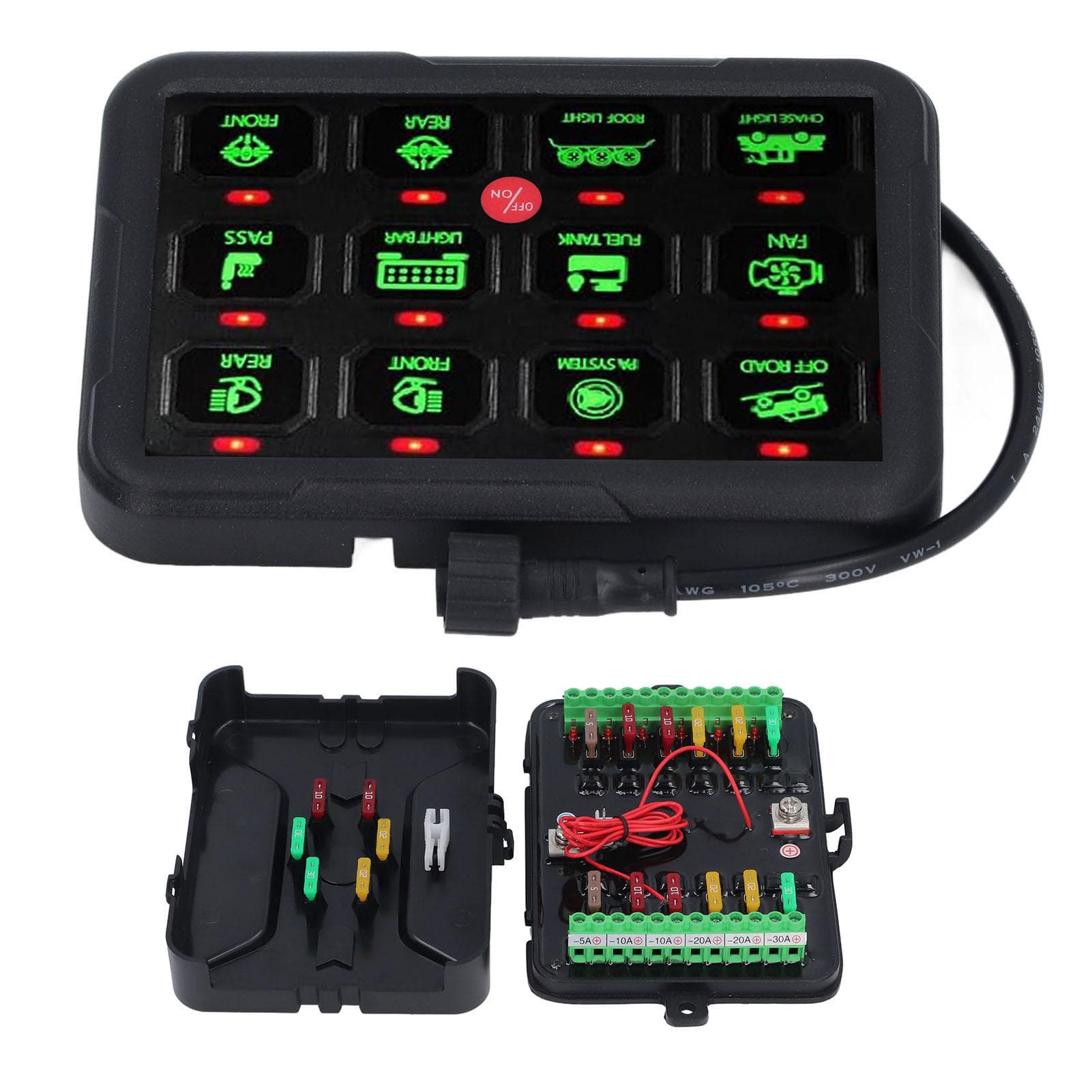 12 Gang Switch Panel Auto Dimmable RGB Circuit Control Relay System for Car Ship LED Light Fan