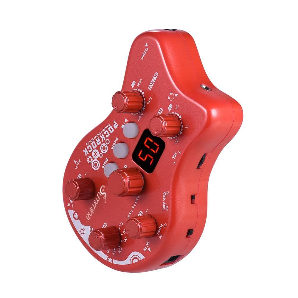 summina PockRock Portable Guitar Multi-effects Processor Effect Pedal 15 Effect Types 40 Drum EU Plug red