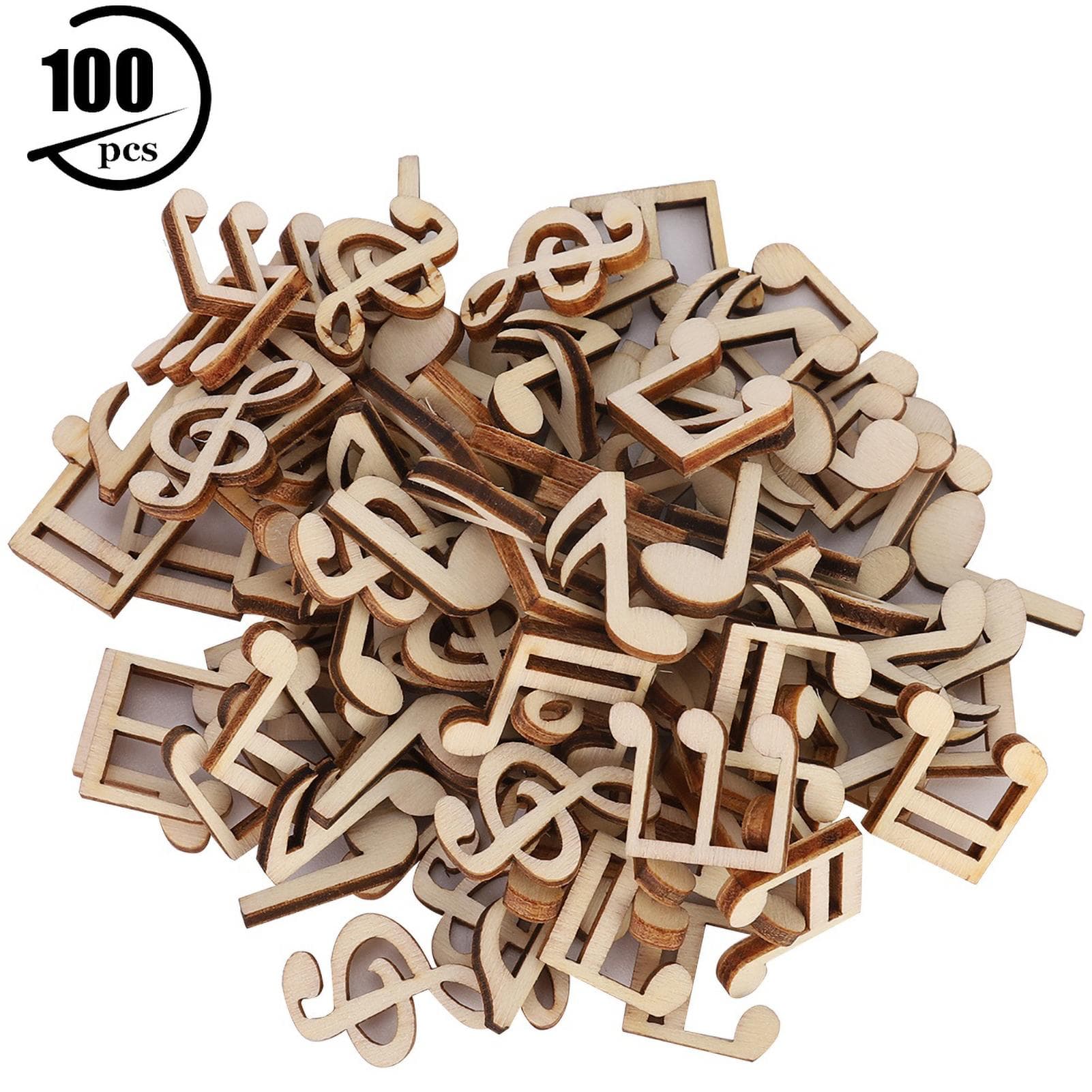 100 Pcs Wooden Music Note Mixed Decorative 2cm Note Clip for Decoration Accessory less than br more than (Wooden