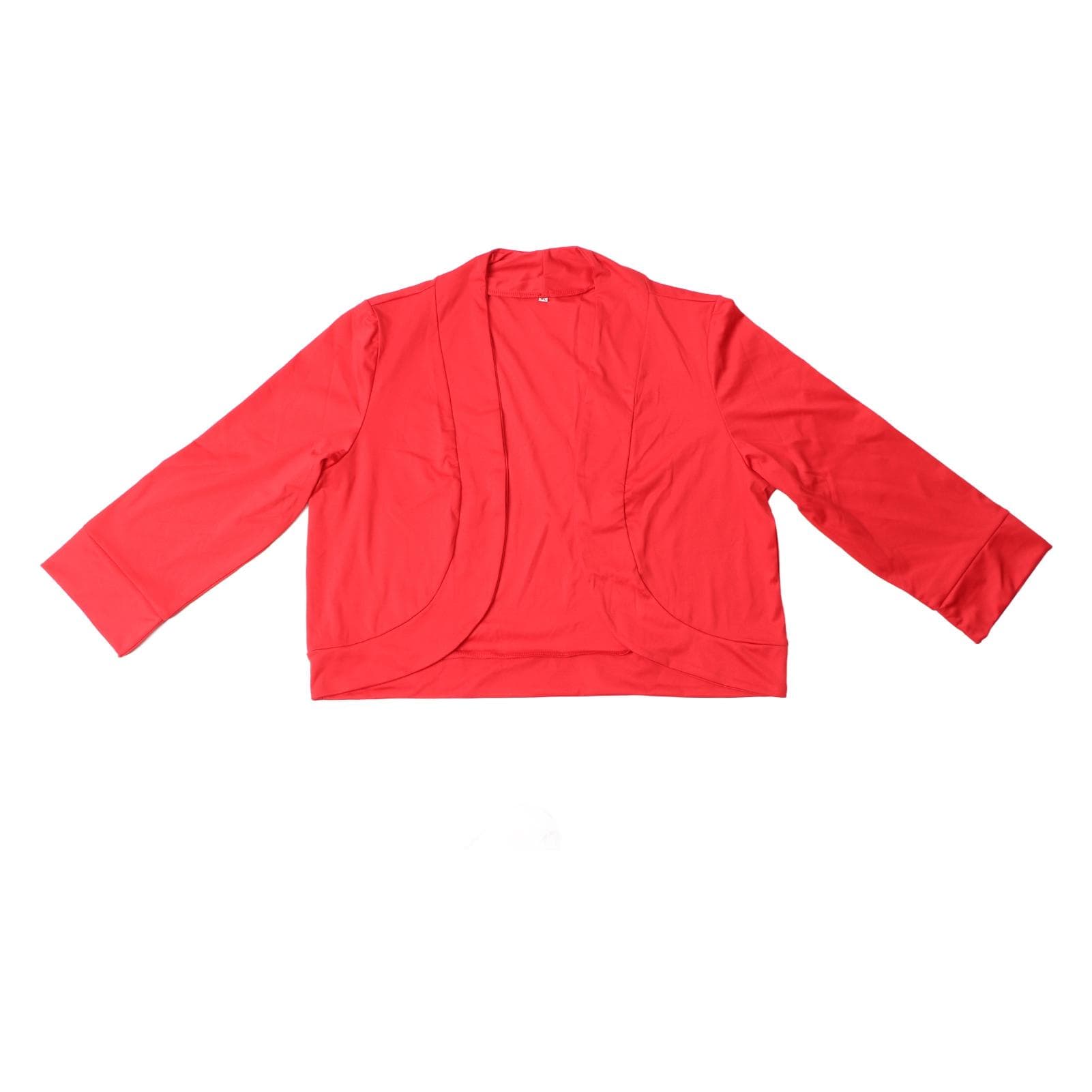 Woman Short Basic Suit Coat 3/4 Sleeves Pure Color Soft Warmth Short Slim Fit AllMatch Coat for XL red