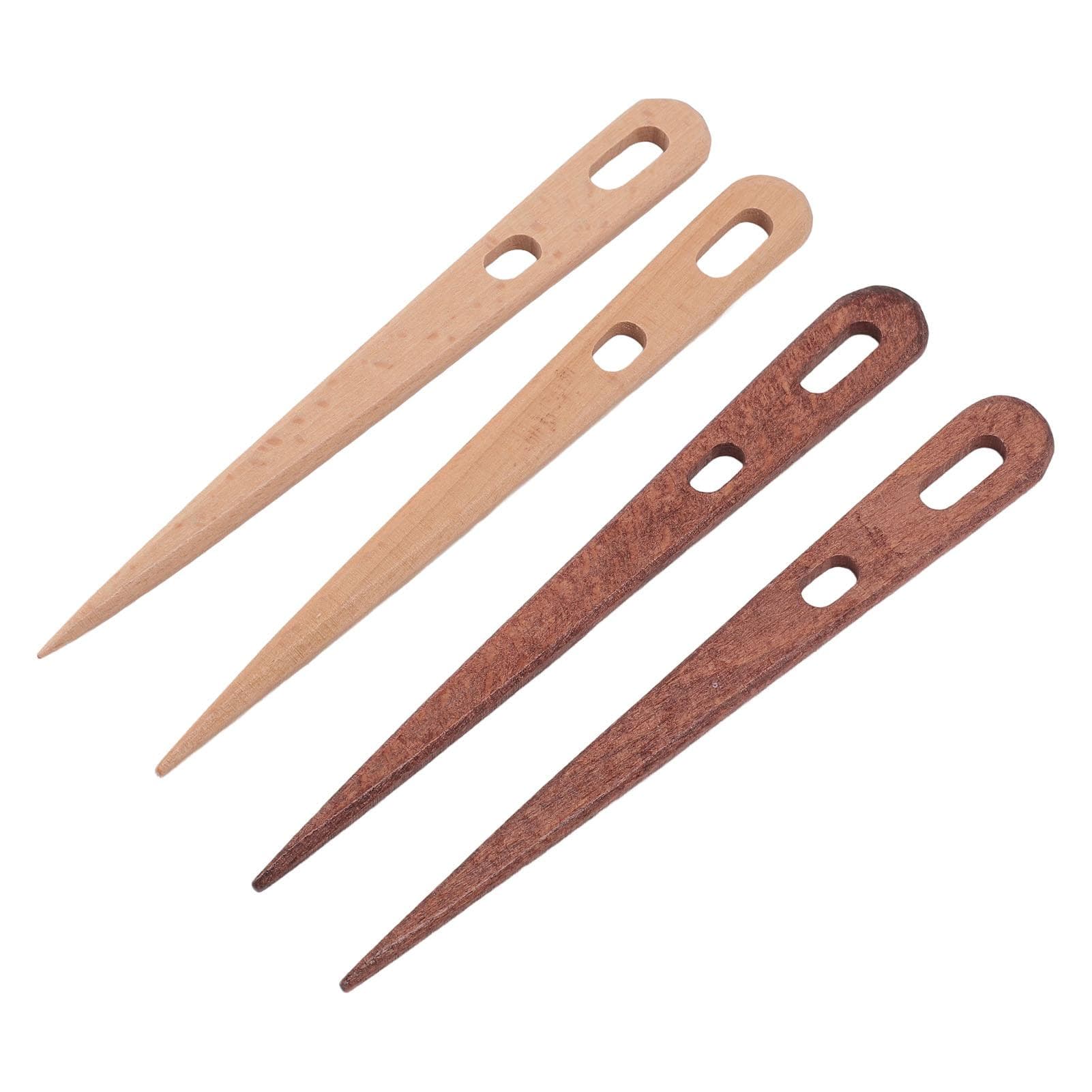 4PCS Weaving Crochet Needle Double Hole Design Beechwood Big Eye Knitting Needle for Sewing
