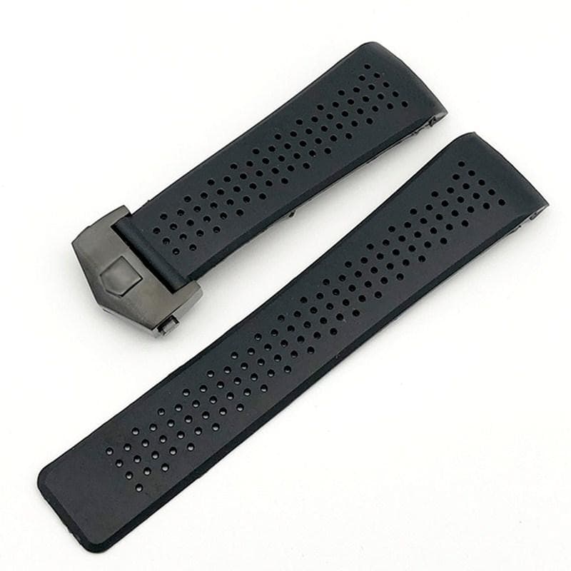 22mm 24mm Black Ventilation Watch Band For TAG CARRERA Silicone Rubber Waterproof Watch Strap Bracelet Belt 24mm