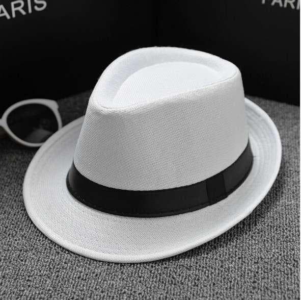 Men's Fedora Jazz Cotton and Linen Pure Hat Dad Hat Imitation Linen Sun Visor Sun Hat White Hat Wedding Fedora Hat white
