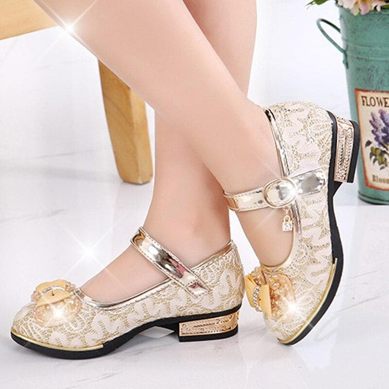 Kids Wedding Dress Shoes Children Princess Shoes Leather Shoes for Girls Casual Shoes 32 gold