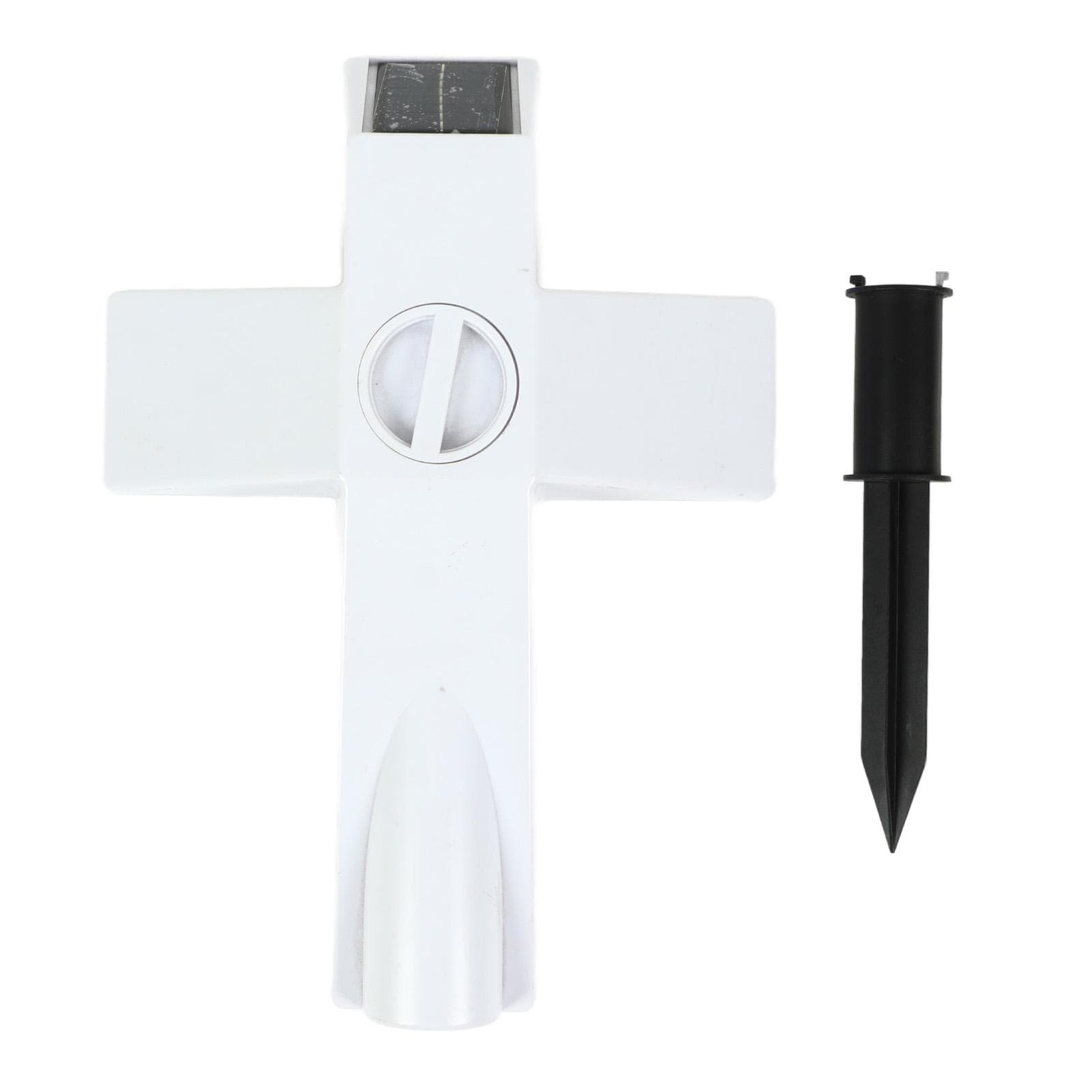 Solar Powered LED Cross Lights Graveside Memorial Headstone Stake Garden Grave Marker for Grave