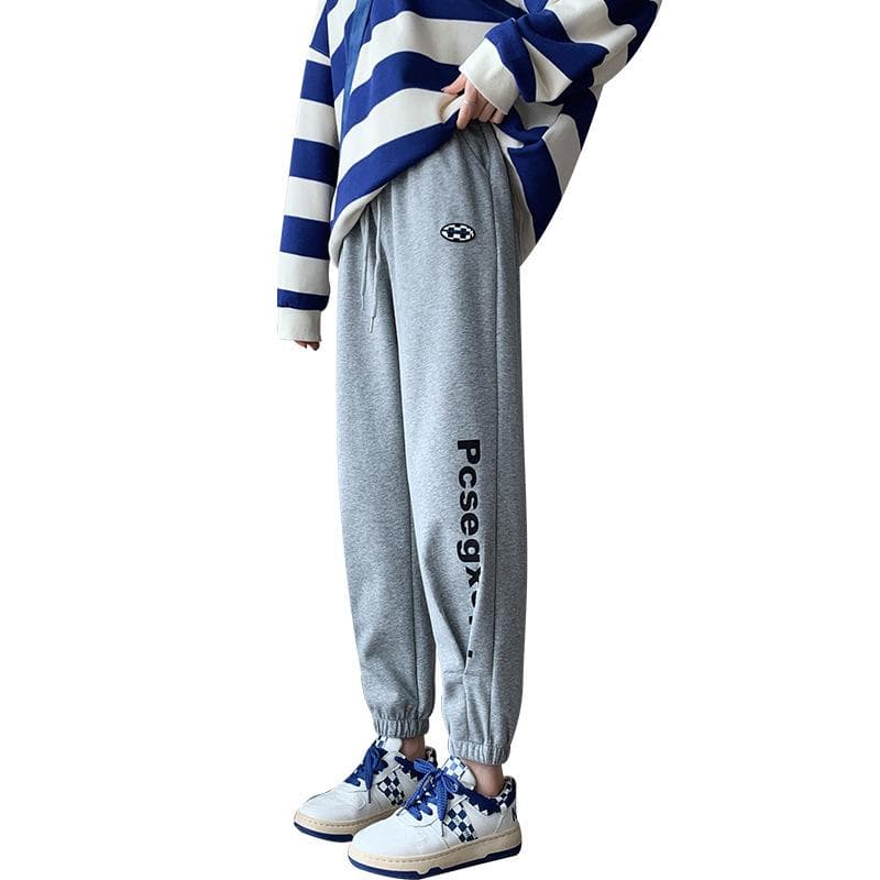 Gray Sweatpants for Women's Pants for Spring and Autumn Ties, Small Casual Radish Harem Pants Thin Style XXL