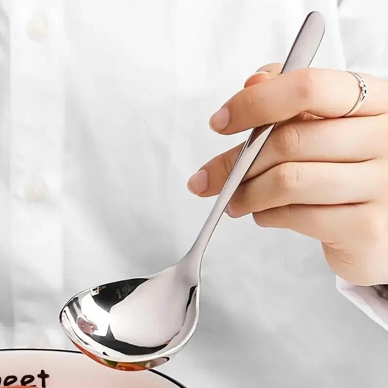 Stainless Steel Thickening Spoon Creative Long Handle Pot Spoon Soup Ladle Home Kitchen Essential Tools silver