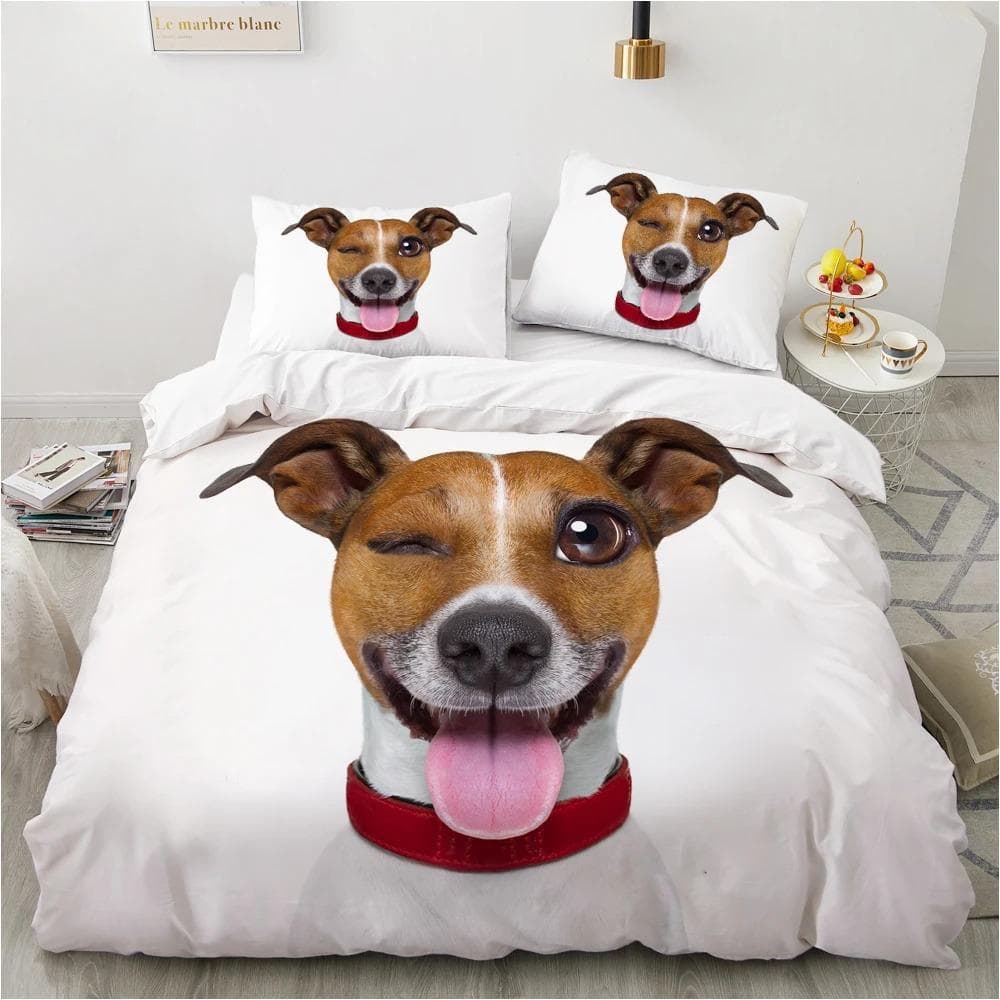 Dog Duvet Cover Set Double Queen King Size Bedding Set Black and White Border Shepherd Soft Comfortable 23pcs Twin Quilt Cover US Twin 172x218cm
