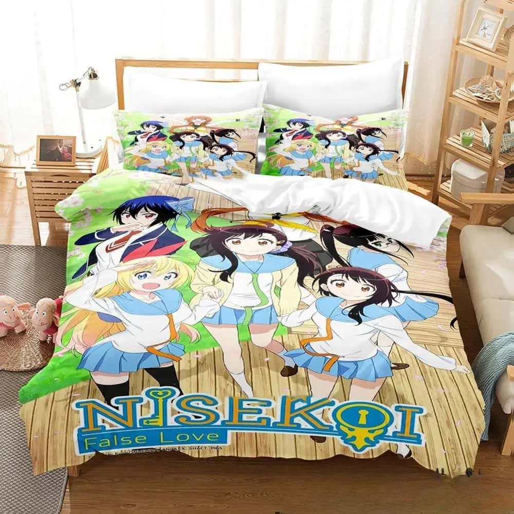 3D Print Anime Nisekoi False Love Bedding Set Boys Girls Twin Queen King Size Duvet Cover Pillowcase Bed boys Adult Home Textile EU Twin 135x200cm