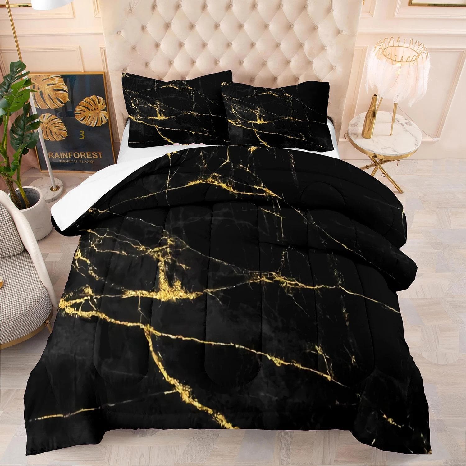 Abstract Black Gold Marble Duvet Cover Set PillowcasesTwin Queen King 200x200 Bedding Set Nordic Luxury Designer 70x133cm 2pcs