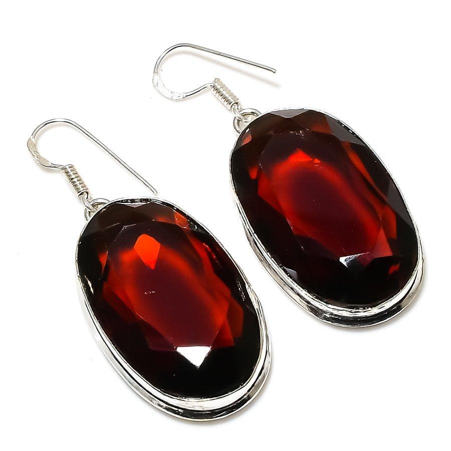 Natural Mozambique Garnet Gemstone 925 Sterling Silver Earring 2.05 G9o49