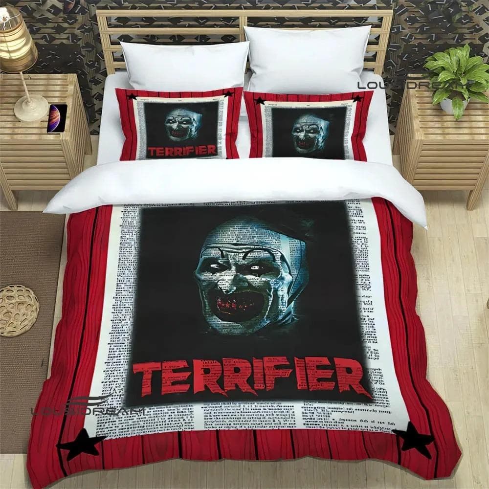 Terrifier horror printed Bedding Sets exquisite bed supplies set duvet cover bed comforter set bedding set luxury birthday gift EU Single 135x200cm