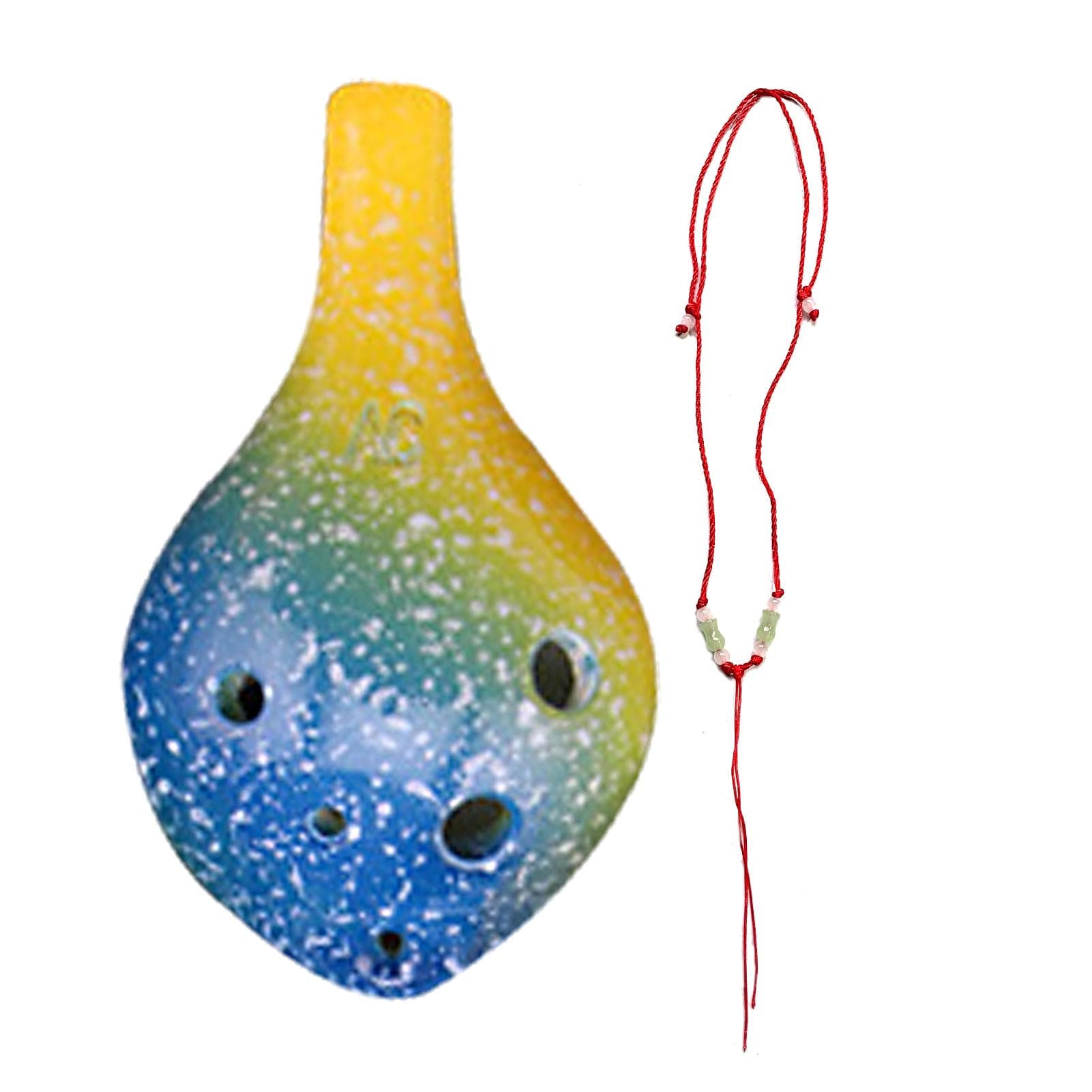 6 Holes Ceramic Ocarina Alto C Simple Starry Style Musical Instrument with Lanyard Music Score for yellow