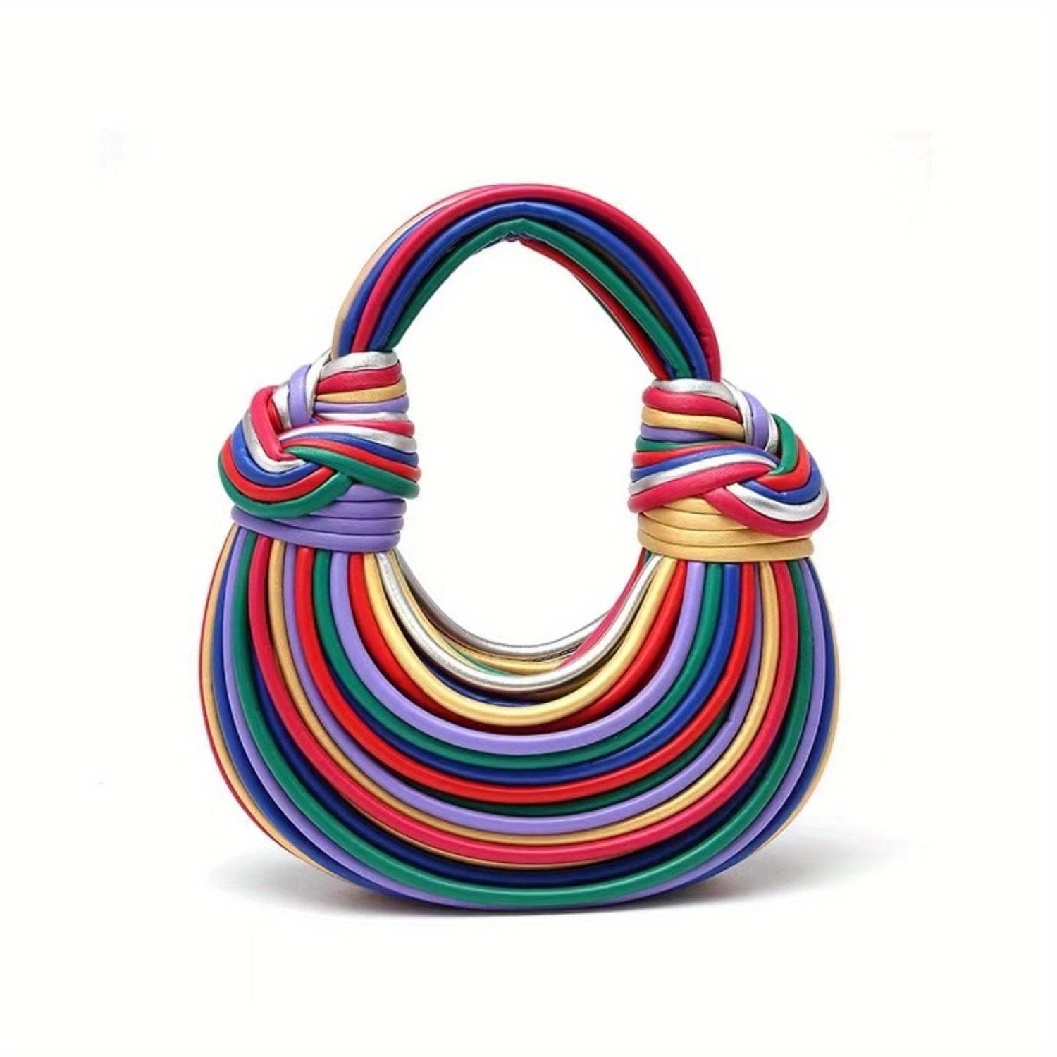Hand-Woven Bread Women's Clutch Top Handle Satchel Shoulder Crossbody Creative Noodles Purses Underarm Bag Handbag - Unique Hand-Woven Design