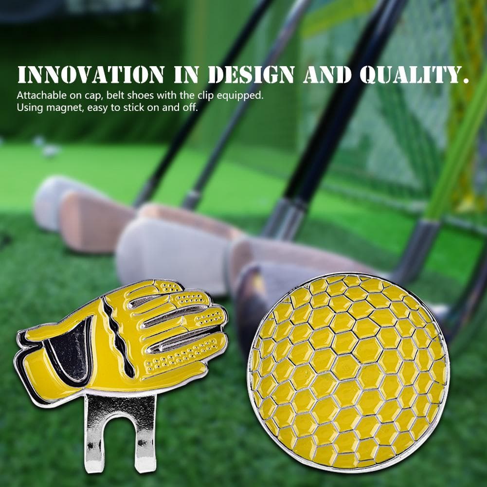 Portable Mini Stainless Steel Glove Magnetic Golf Hat Clip with Ball Marker (Yellow)