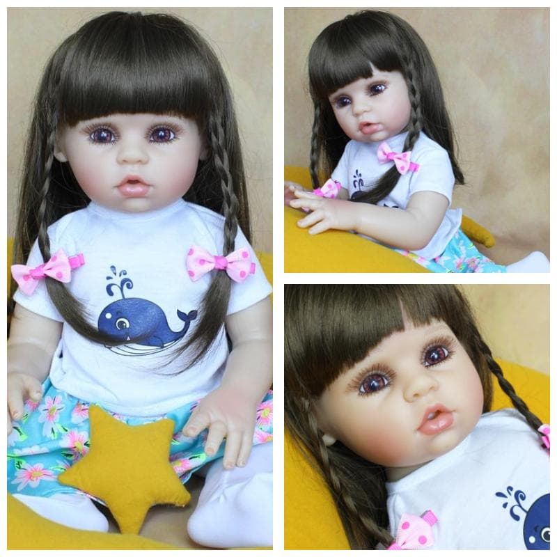 BZDOLL 48cm Full Body Silicone Reborn Baby Doll Alive Girl 19 Inch Vinyl Bebe Newborn Lovely Birthday Gift Kid Bathe Play House Toy Girl-8