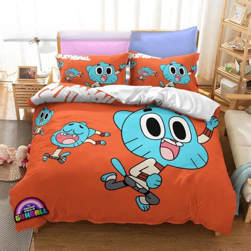 Anime Amazing World Gumball 3D Printed Bedding Set Darwin Anais Duvet Cover King Queen Full Twin Size for Bedroom Home textile 140x200cm 3pcs