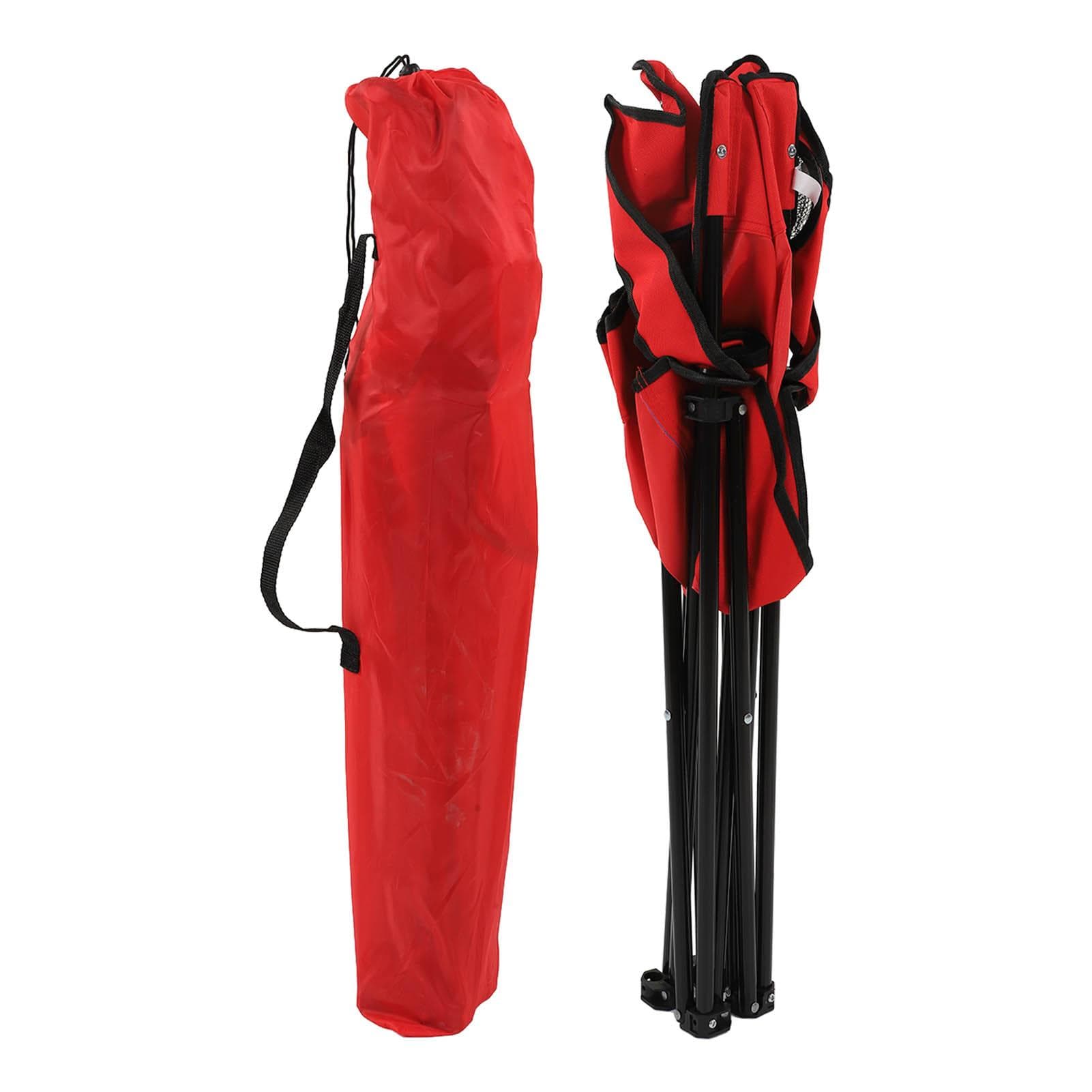 Folding Chair Strong Steel Structure Oxford Cloth Portable Camping Chair with Arm Chair Cup Holder red
