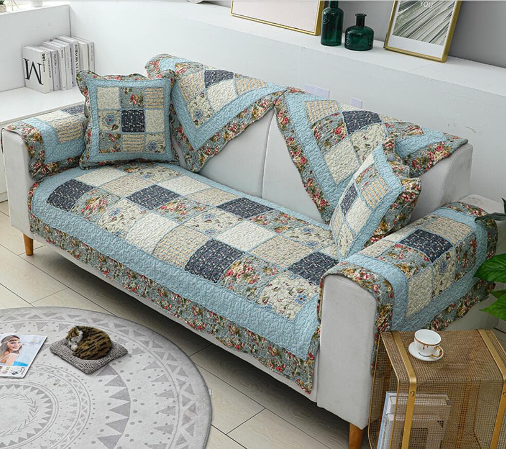 Thickened Pastoral Fabric Sofa Cover Slip Resistant Slipcover Printing Seat Sofa Towel Dust Cover Towel Couches for Living Room 70x70cm 1pcs